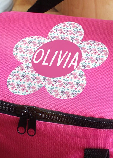 Personalised Memento Company Pink Flower Lunch Bag