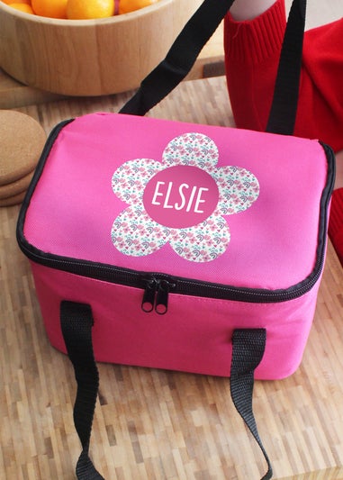 Personalised Memento Company Pink Flower Lunch Bag