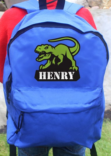 Personalised Memento Company Blue Dinosaur Backpack