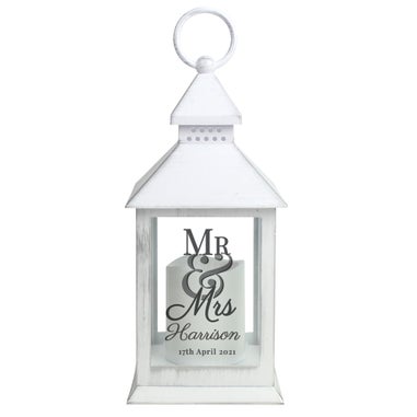 Personalised Memento Company White Mr & Mrs White Lantern