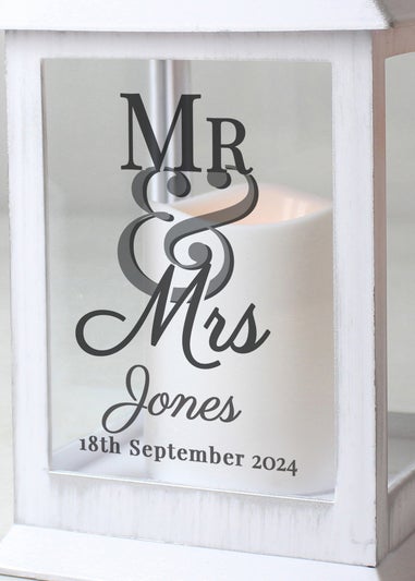 Personalised Memento Company White Mr & Mrs White Lantern