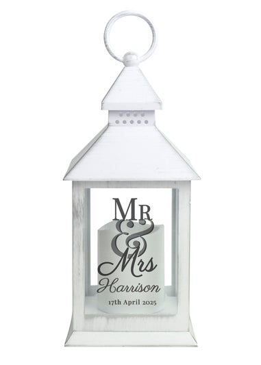 Personalised Memento Company White Mr & Mrs White Lantern