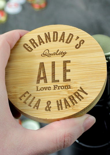 Personalised Memento Company Wood Free Text Bamboo Bottle Opener Coaster