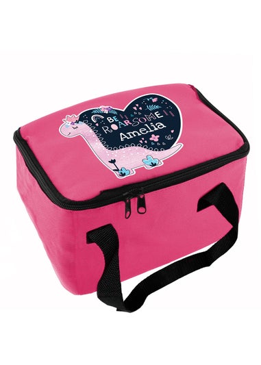 Personalised Memento Company Pink Dinosaur Lunch Bag