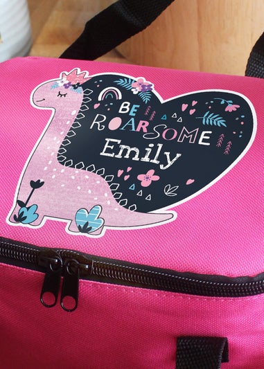 Personalised Memento Company Pink Dinosaur Lunch Bag