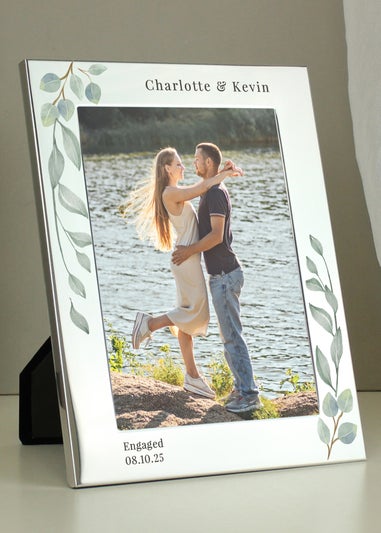 Personalised Memento Company Silver Botanical 5x7 Photo Frame