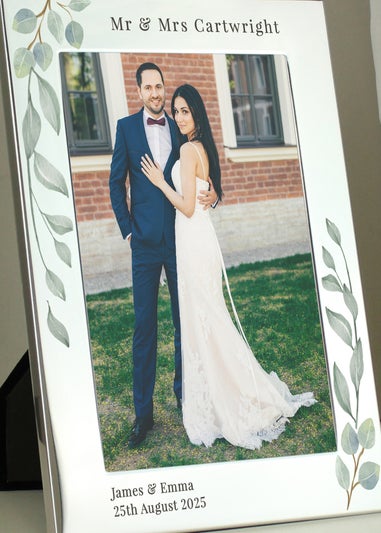 Personalised Memento Company Silver Botanical 5x7 Photo Frame