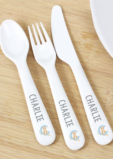 Personalised Memento Company White Animal Alphabet Plastic Cutlery