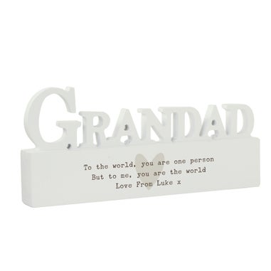 Personalised Memento Company White Wood Free Text Heart Grandad Ornament