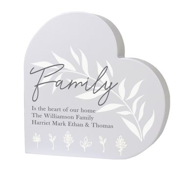 Personalised Memento Company Grey Leaf Decor Free Standing Heart Ornament