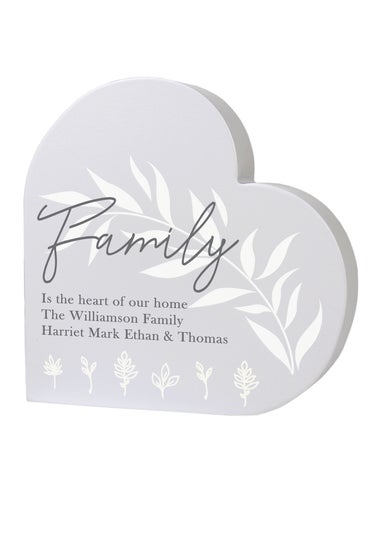 Personalised Memento Company Grey Leaf Decor Free Standing Heart Ornament