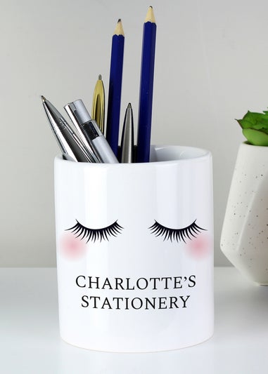 Personalised Memento Company White Eyelashes Ceramic Storage Pot