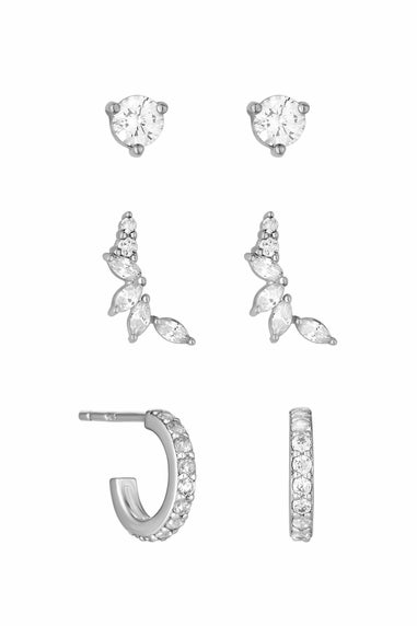 Simply Silver Sterling Silver 925 Cubic Zirconia Climber Earrings (Pack of 3)