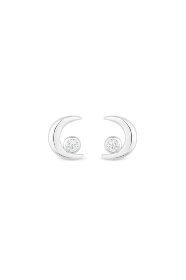 Simply Silver Recycled Sterling Silver 925 Mini Moon Stud Earrings