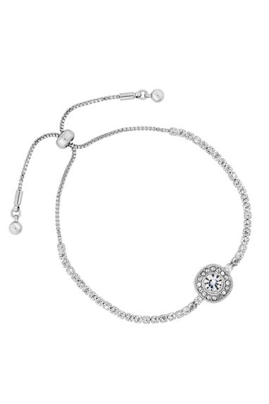 Jon Richard Silver Plated Crystal Halo Toggle Bracelet