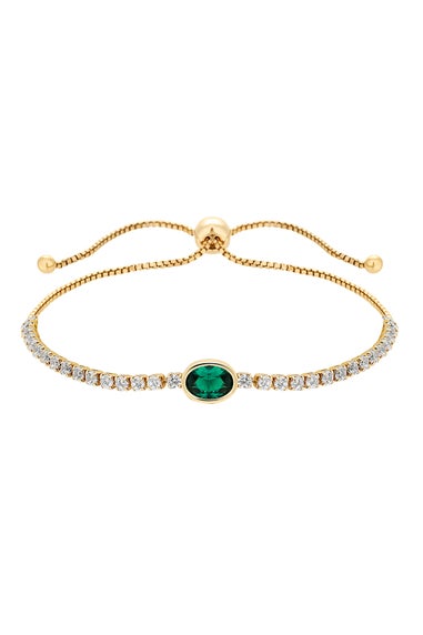 Jon Richard Gold Plate Cubic Zirconia Green Stone Toggle Bracelet