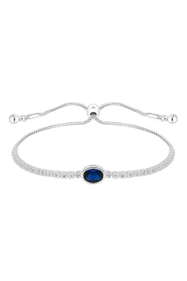 Jon Richard Silver Plated Cubic Zirconia Blue Stone Toggle Bracelet