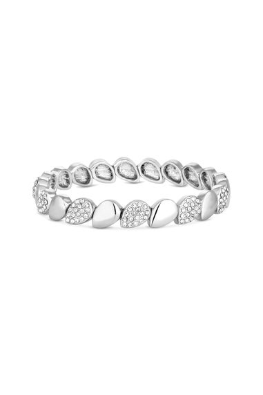 Jon Richard Silver Plated Polished and Pave Stretch Bracelet