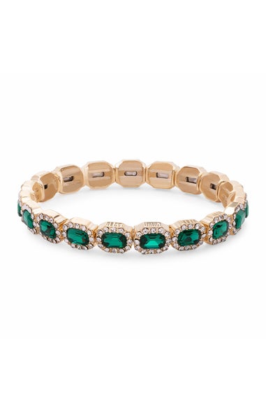 Jon Richard Gold Plated Emerald Green Crystal Rectangle Stretch Bracelet