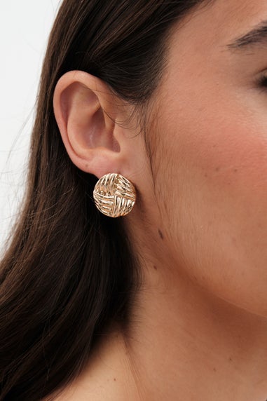 Jon Richard Gold Plated Ridged Statement Stud Earrings