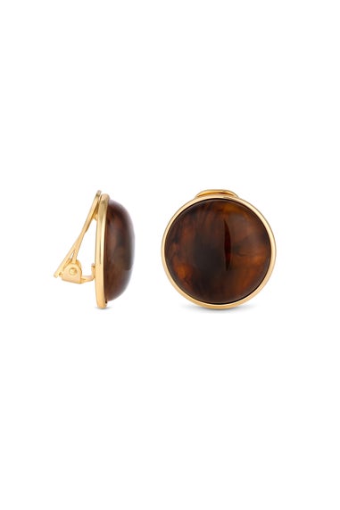 Jon Richard Gold Plated Tort Shell Dome Clip Earrings