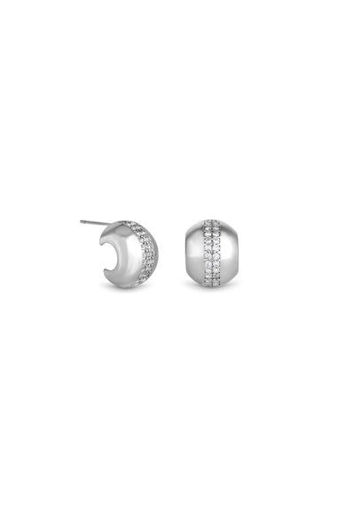 Jon Richard Silver Plated Polished Crystal Dome Stud Earrings