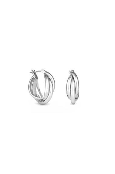 Jon Richard Silver Plated Polished Interlocking Hoop Earrings