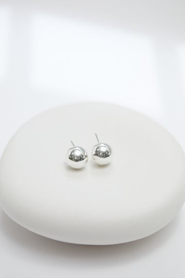 Jon Richard Silver Plated Polished Orb Stud Earrings