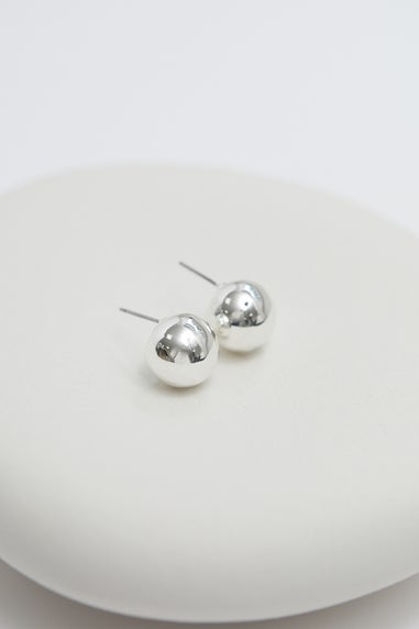 Jon Richard Silver Plated Polished Orb Stud Earrings