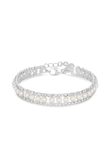 Jon Richard Silver Plated Pearl And Crystal Bracelet