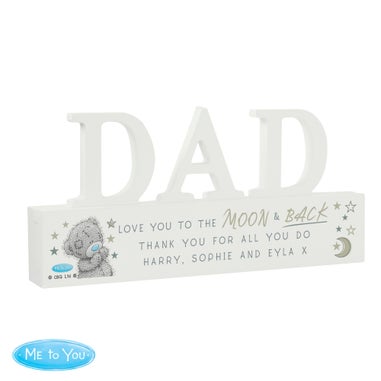 Personalised Memento Company White Wood Me To You Moon and Back Dad Ornament