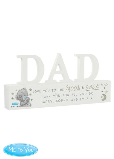 Personalised Memento Company White Wood Me To You Moon and Back Dad Ornament