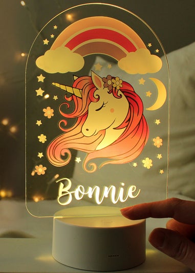 Personalised Memento Company Pink Unicorn LED Colour Changing Night Light