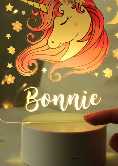 Personalised Memento Company Pink Unicorn LED Colour Changing Night Light