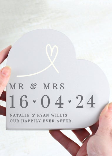 Personalised Memento Company Grey Free Text Free Standing Heart Ornament