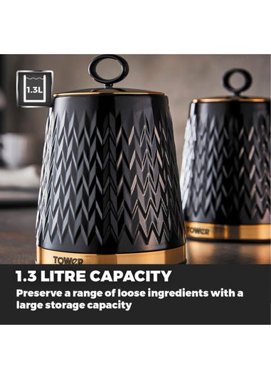 Tower Empire Black Canisters Set Of 3