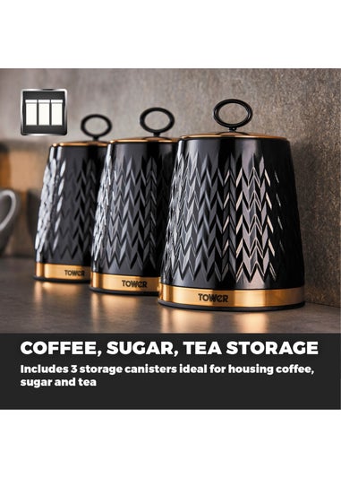 Tower Empire Black Canisters Set Of 3
