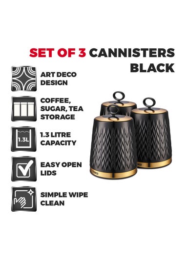 Tower Empire Black Canisters Set Of 3