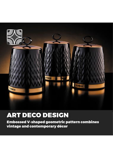 Tower Empire Black Canisters Set Of 3