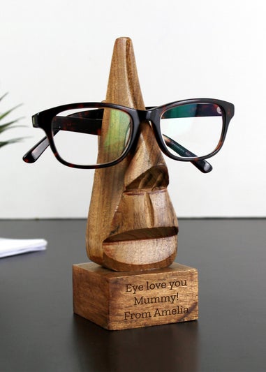 Personalised Memento Company Wood Nose-Shaped Glasses Holder