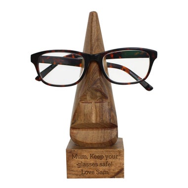 Personalised Memento Company Wood Nose-Shaped Glasses Holder