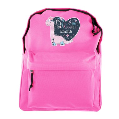 Personalised Memento Company Pink Dinosaur Backpack