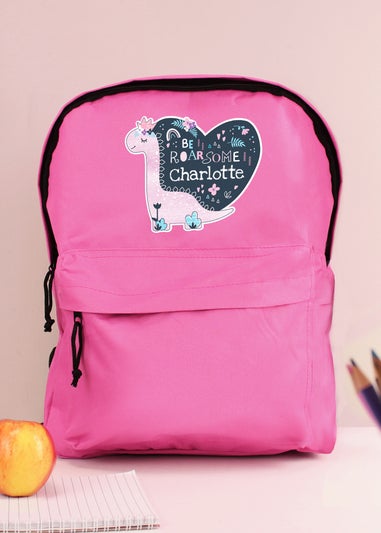 Personalised Memento Company Pink Dinosaur Backpack