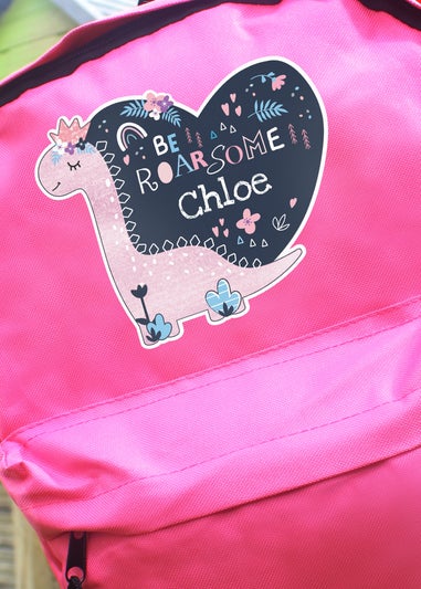 Personalised Memento Company Pink Dinosaur Backpack