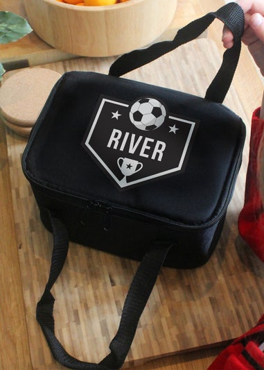 Personalised Memento Company Black Football Lunch Bag