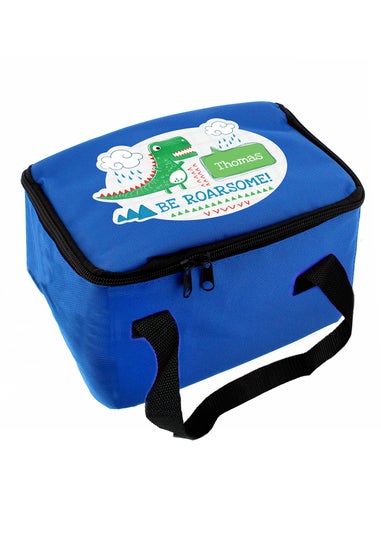 Personalised Memento Company Blue Be Roarsome Dinosaur Lunch Bag