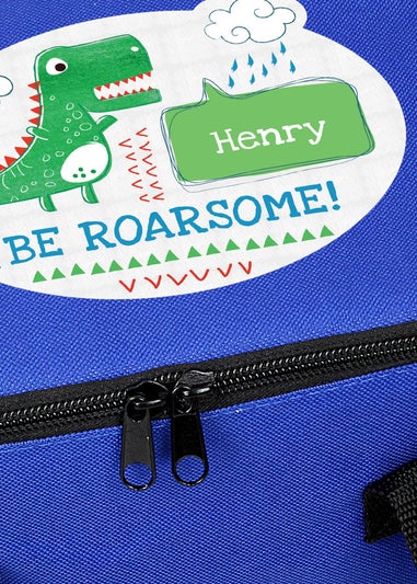 Personalised Memento Company Blue Be Roarsome Dinosaur Lunch Bag