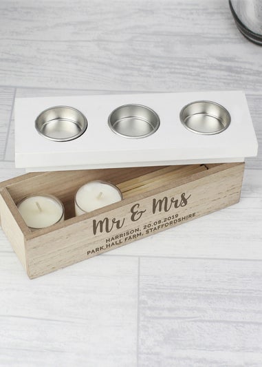 Personalised Memento Company Wood Free Text Triple Tea Light Box