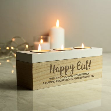 Personalised Memento Company Wood Free Text Triple Tea Light Box