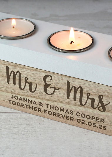 Personalised Memento Company Wood Free Text Triple Tea Light Box